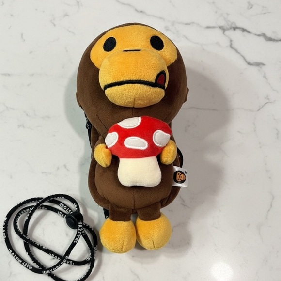 & Other Stories Other - Brown and Yellow Monkey Plush Toy with Red Mushroom